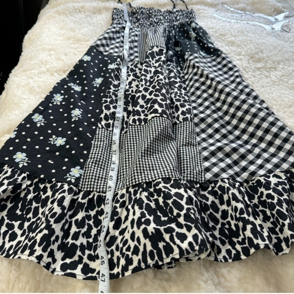 Sandy Liang x Target Dress Black & White Animal Floral Plaid Patchwork XS - Picture 9 of 12